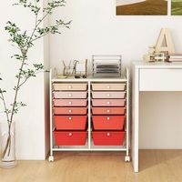 Costway - 12 Drawers Rolling Cart Storage Mutlicolor Scrapbook Paper Studio Organizer Bins - Grad... - Alternate Views