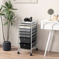 Costway - 6 Drawer Rolling Storage Cart Scrapbook Paper Office Organizer - Mixed Black - Alternate Views