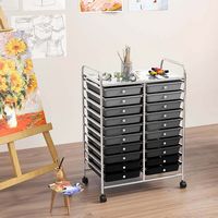 Costway - 20 Drawers Rolling Storage Cart Art Craft Organizer on Wheels Multipurpose - Gray - Alternate Views