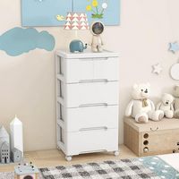Costway - 1 PCS 5-Drawer Plastic Rolling Storage Cart with 4 Universal Wheels Dresser Cabinet - W... - Alternate Views