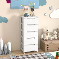 Costway - 2 PCS 6-Drawer Plastic Rolling Storage Cart with 4 Universal Wheels Dresser Cabinet - W... - Alternate Views