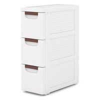 Costway - 1 PCS 3-Drawer Narrow Rolling Storage Cabinet with Pull Handles Built-in Wheels - White - Alternate Views