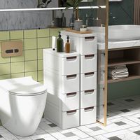 Costway - 1 PCS 4-Drawer Narrow Rolling Storage Cabinet with Pull Handles Built-in Wheels - White - Alternate Views