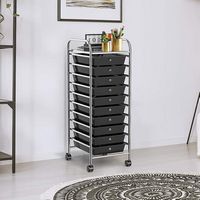 Costway - 10 Drawer Rolling Storage Cart Scrapbook Paper Office School Organizer - Black - Alternate Views