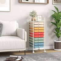 Costway - 10 Drawer Rolling Storage Cart Scrapbook Paper Office School Organizer - Macaron - Alternate Views