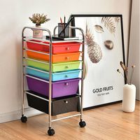 Costway - 6 Drawer Rolling Storage Cart Tools Scrapbook Paper Office Organizer - Multicolor - Alternate Views