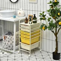 Costway - 6 Drawer Rolling Storage Cart Scrapbook Paper Office Organizer - Yellow - Alternate Views