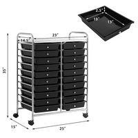 Costway - 20 Drawers Rolling Cart Storage Scrapbook Paper Studio Organizer Bins - Black - Alternate Views