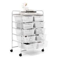 Costway - 10-Drawer Storage Cart Utility Rolling Trolley Kitchen Organizer - Clear - Alternate Views