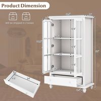 Costway - Bookcase Cabinet Storage Bookshelf Organizer Tempered Glass Doors Shelf Drawer - White - Alternate Views
