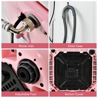 Costway - 8 lb. Portable Fully Automatic Washing Machine with Drain Pump Pink - Pink and White - Alternate Views