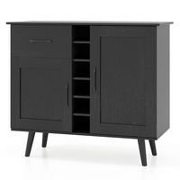 Costway 2-Door Wine Bar Cabinet Kitchen Sideboard Buffet with Drawer & Adjustable Shelves - Black - Alternate Views