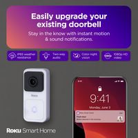 Roku - Smart Home Video Wired Doorbell & Chime with Motion & Sound Detection, Remote Monitoring, ... - Alternate Views