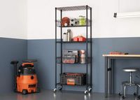 TRINITY - 5-Tier | 30x14x72 | Modular Commercial Wire Shelving | NSF |w/ Baskets & Wheels | - Black - Alternate Views