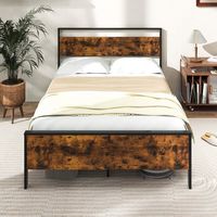 Costway Full Size Bed Frame with Wooden Headboard and Footboard Under-Bed Storage - Brown - Alternate Views