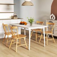 Costway Dining Chairs Set of 2 Farmhouse Kitchen Chair with Rubber Wood Frame - Natural - Alternate Views
