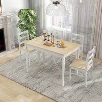 Costway 5-Piece Dining Set Solid Wood Kitchen Furniture with Rectangular Table & 4 Chairs - Natural - Alternate Views
