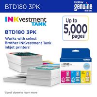 Brother - Genuine BTD180 3PK 3-Pack of High-Yield Cyan, Magenta, and Yellow Ink Bottles - Alternate Views