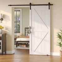 Bestier - Sliding Barn Door with Wood Paneling and Installation Hardware Kit, PVC-Surfaced Closet... - Alternate Views