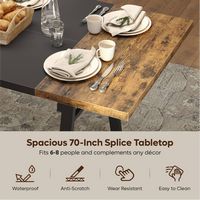 Bestier 70inch Rectangular Dining Table with Basket Storage Wooden Kitchen Table with Sturdy Meta... - Alternate Views