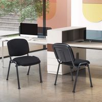 Costway Set of 5 Office Guest Chair Stackable Reception Chair Waiting Conference Room - Black - Alternate Views