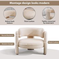 Bestier - Modern Stylish Club Velvet Accent Chair with Wide Seat Cushion - Beige - Alternate Views