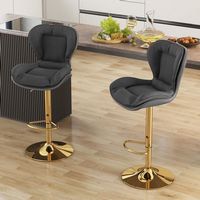 Costway Adjustable Metal Bar Stool Set of 2 leatherette Bar Chairs with Padded Seat & Footrest - ... - Alternate Views