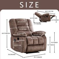 Bestier Massage Recliner Chairs with Heat and Vibration Soft Fabric Single Manual Reclining Chair... - Alternate Views