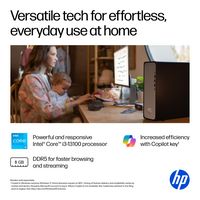 HP - OmniDesk Slim Desktop - Intel Core i3 - 8GB DDR5 Memory - 256GB SSD - Meteor Silver - Alternate Views
