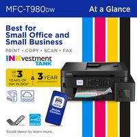 Brother - INKvestment Tank 980 Wireless All-in-One SuperTank Inkjet Printer,Up to 3 Yrs of Ink (M... - Alternate Views