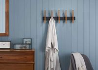 TRINITY - DRAKESTONE | Mid-Century Coat Rack w/ 5 Wooden Hooks | - Black - Alternate Views