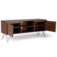 Simpli Home - Hunter SOLID MANGO WOOD 60 inch Wide Industrial TV Media Stand in Umber Brown, Gold... - Alternate Views