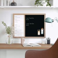 Martha Stewart - Everette Dry Erase Magnetic Weekly Calendar/Chalk Board-24x18 - Light Natural Wo... - Alternate Views