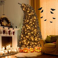 Costway - 7 FT Artificial Halloween Tree with Bendable Top Section 1050 Branch Tips 340 Lights - ... - Alternate Views