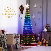 Costway - 6.2 FT Pop-up Pre-Lit Christmas Tree W/282 RGB LED Lights - Green - Alternate Views