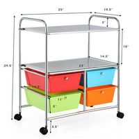 Costway - 4 Drawer Rolling Storage Cart Scrapbook Paper Office School Organizer - Multicolor - Alternate Views