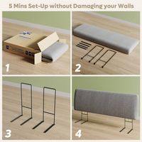 Pinmoco - King Size Adjustable Ergonomic Upholstered Foam Headboard - Gray - Gray - Alternate Views