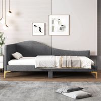 Costway Twin Size Upholstered Daybed Rivet-Tufted Platform Bed with Metal Legs - Gray - Alternate Views