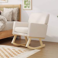 Set of 2 Costway Upholstered Rocking Chair with Widened Backrest Machine-washable Seat Cushion Co... - Alternate Views