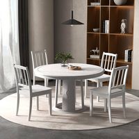 Costway Wood Dining Chair Set of 2 with Rubber Wood Legs Curved Backrest for Kitchen - White - Alternate Views