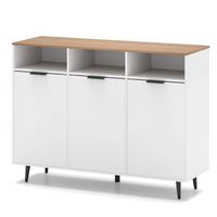 Costway Buffet Sideboard with 3 Open Compartments 3 Doors 5-Posistion Adjustable Shelves - White - Alternate Views