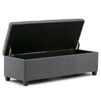 Simpli Home - Avalon Rectangular Polyester Ottoman With Inner Storage - Slate Gray - Alternate Views