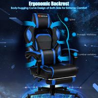 Costway - Gaming Massage Reclining Racing Chair with Footrest - Blue - Alternate Views