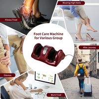 Costway - Shiatsu Foot Massager Kneading and Rolling Leg Calf Ankle with Remote Burgundy - Burgun... - Alternate Views