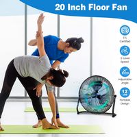 Costway 20 Inches High Velocity Floor Fan, Portable Pivoting Fan with 3 Powerful Speeds - Black - Alternate Views