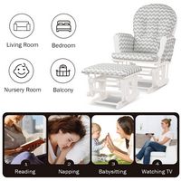 Costway - Glider and Ottoman Cushion Set Wood Nursery Rocking Chair - Light Grey - Alternate Views