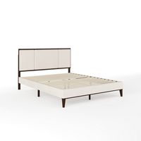 Martha Stewart - Jett Wooden Queen Size Platform Bed with Upholstered Inset Headboard-Dark Brown/... - Alternate Views