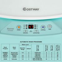 Costway - 8 lb. Portable Fully Automatic Washing Machine with Drain Pump - Green and White - Alternate Views