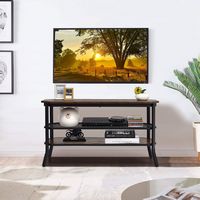 3-tier TV Stand Console Table Media Entertainment Center w/Mesh Storage Shelf - Alternate Views