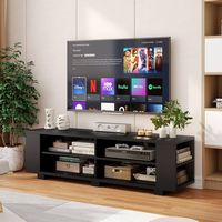 Costway - 59'' Wood TV Stand Console Storage Entertainment Media Center with Adjustable Shelf - B... - Alternate Views